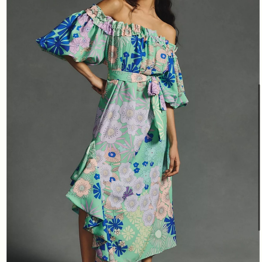NWD Anthropologie Oopscool Off-The-Shoulder Floral Printed Dress Size XS
